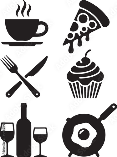 Delicious food icons for your menus and recipes