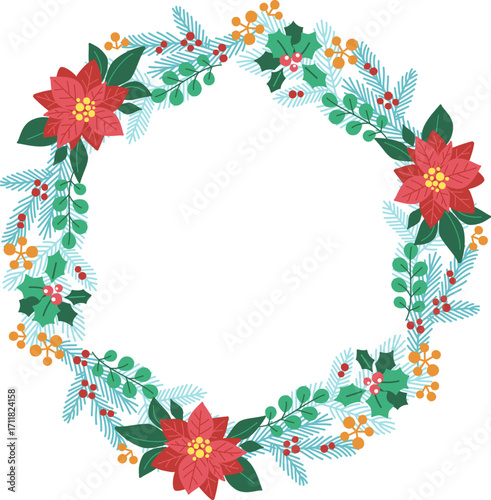 クリスマスリースのベクター素材イラスト