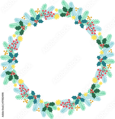 クリスマスリースのベクター素材イラスト