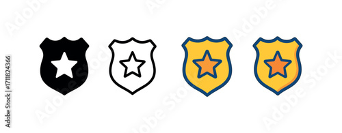Vector icon same pose same proportions four styles black solid glyph outline minimal flat multicolor filled cartoon flat shaded.