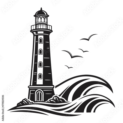 lighthouse silhouette vector illustration