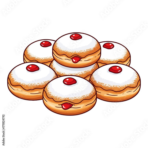 Jelly donut sufganiyot vector illustration