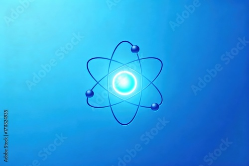 Atomic Structure Representation on a Blue Background