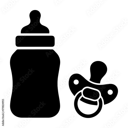 Baby Bottle and Pacifier – Newborn Care Silhouette Icon