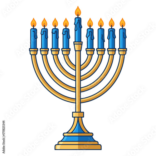 Vector illustration of a Hanukkah menorah candles