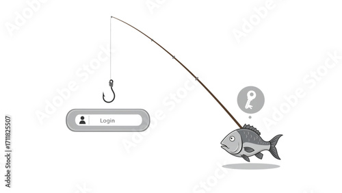 Advanced Cartoon Fish Caught on Hook with Login Interface: Enhanced SEO-Optimized Title