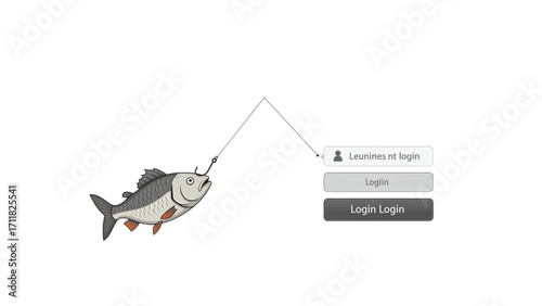 Advanced Cartoon Fish Caught on Hook with Login Interface: Enhanced SEO-Optimized Title