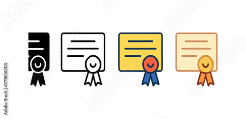 Vector icon education teacher lectern same pose same proportions four styles black solid glyph outline minimal flat multicolor filled cartoon flat shaded.