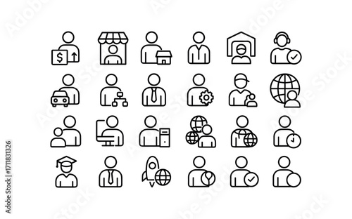 vector outline icons Reseller Program (Types) reseller wholesale reseller retail reseller partner reseller agent reseller distributor reseller affiliate reseller dealer reseller broker.