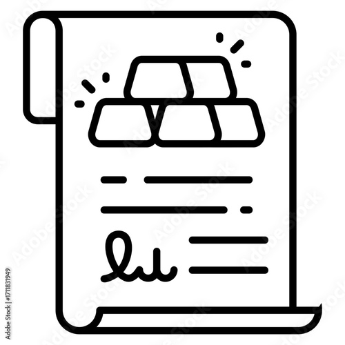 Gold Certificate vector icon. Jewelry icon line style. perfect use for logo, presentation, website, and more. modern icon design outline style