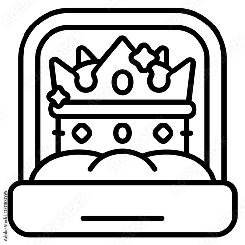Crown In Box vector icon. Jewelry icon line style. perfect use for logo, presentation, website, and more. modern icon design outline style