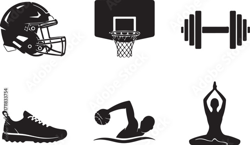 Active lifestyle icons for fitness and sports