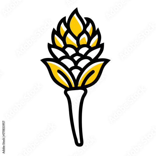 Stylized yellow fox face with pointed ears and a fiery mane against a solid black background minimalist logo design