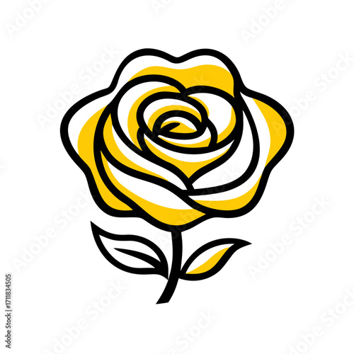 Stylized yellow rose silhouette with dark background and flowing petals representing beauty and elegance
