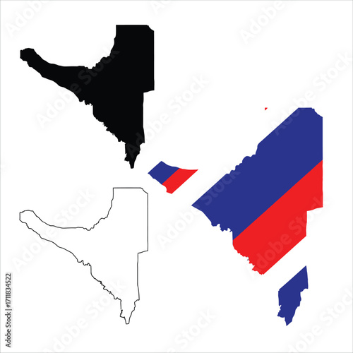 Illustrated contours and flag design of the island nation, representing its geography and identity