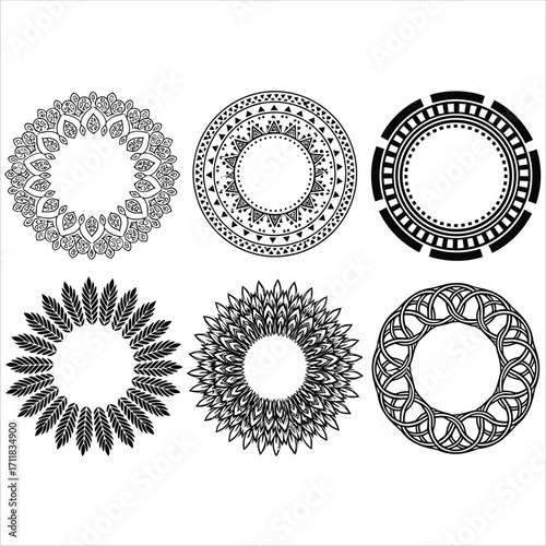 Elegant Ornamental Circle Frames Vector EPS Design Elements
