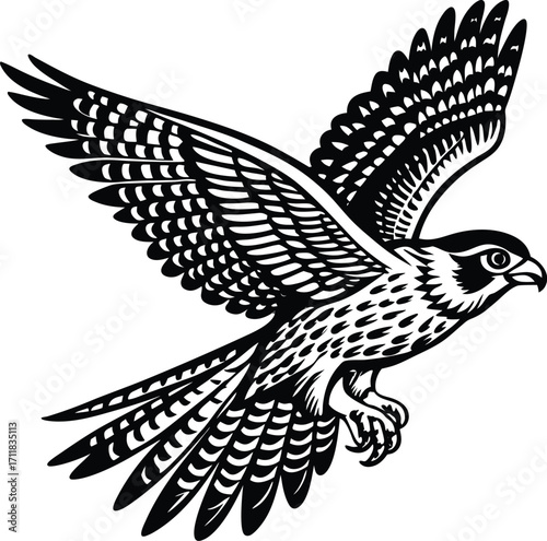 black and white falcon soaring clip art preview