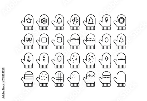 vector outline icons Mittens (Decorations) mitten star mitten snow mitten bell mitten angel mitten tree mitten wreath mitten ribbon mitten bow mitten patch mitten trim mitten cuff mitten.