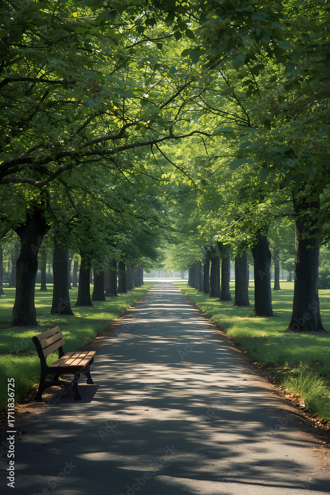 Obraz premium Illustration Scenic Path with Sunlight and Shadows