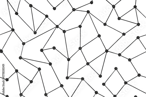 Abstract constellation style network pattern with connected black dots and thin linking lines
