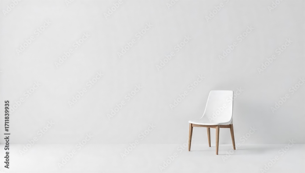 Obraz premium A single empty chair sits against a stark white backdrop, symbolizing isolation and solitude The feeling of emptiness and loneliness is palpable in the simple yet powerful image , despair, grief