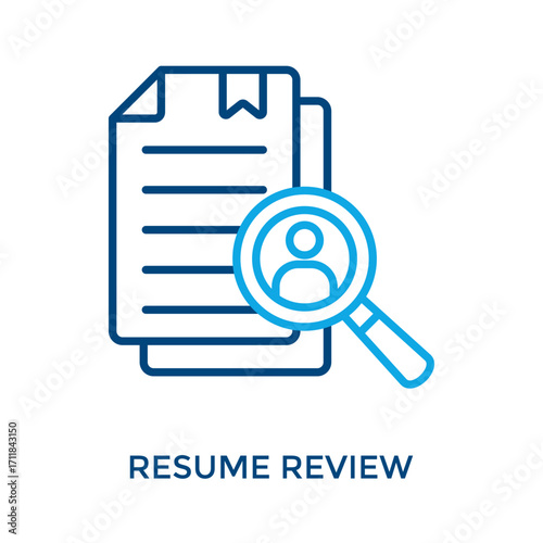 Resume Review Icon Outline Color Style. Vector Illustration For Graphic Design