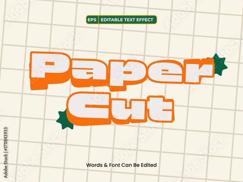 Realistic paper cutout text effect fully, vector edtiable text