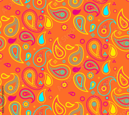 Fashionable vibrant tranquility horizontal. Page repetition as paisley pattern. Design clothing a trend classic.