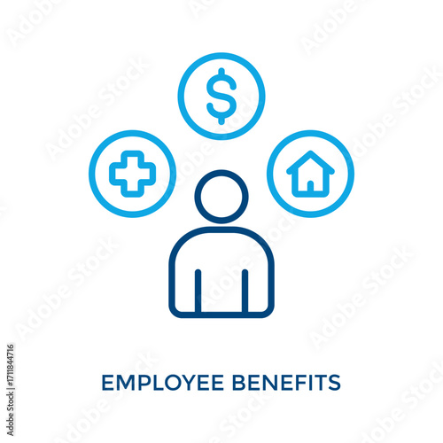 Employee Benefits Icon Outline Color Style. Vector Illustration For Graphic Design