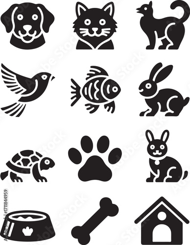 Adorable pet icons collection for creative designs