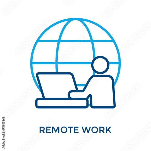 Remote Work Icon Outline Color Style. Vector Illustration For Graphic Design