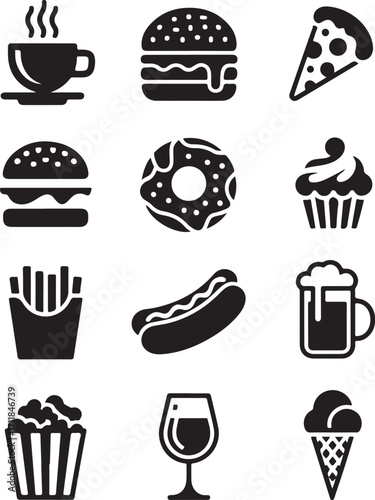 Enjoy simple icons of food and drink favorites