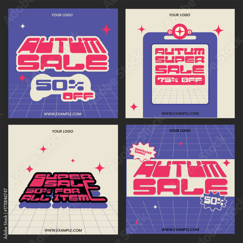 Sales instagram template design with retro style