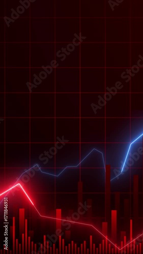 A visually striking vertical graphic of a financial graph with wavy lines in contrasting colors, great for social media stories on market trends.