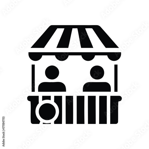 market stall with people. market shop icon vector