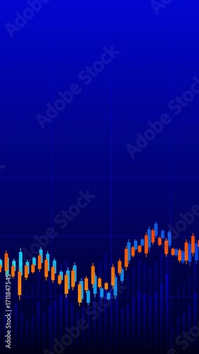 A futuristic vertical graphic of a financial candlestick chart with HUD elements and a grid, great for modern social media stories on crypto and stocks.