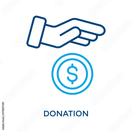 Donation Icon Outline Color Style. Vector Illustration For Graphic Design