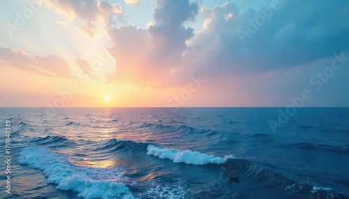 Breathtaking Ocean Horizon Calm Waves Meet the Sky in a Seamless Blend of Serenity and Immensity