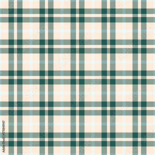 Hat background plaid fabric, trim seamless texture check. Glamor tartan vector pattern textile in papaya whip and teal colors.