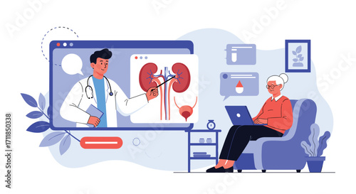 Understanding kidney health through remote medical consultation and education.
