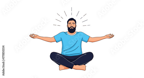 Man in meditation with serene energy radiating from his head.