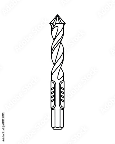 Illustration of a Specialized Drill Bit, Perfect for Glass and Tile Drilling Tasks. High Detail