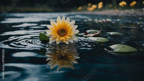 yellow flower in water