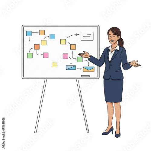 young woman presenting modern business plan