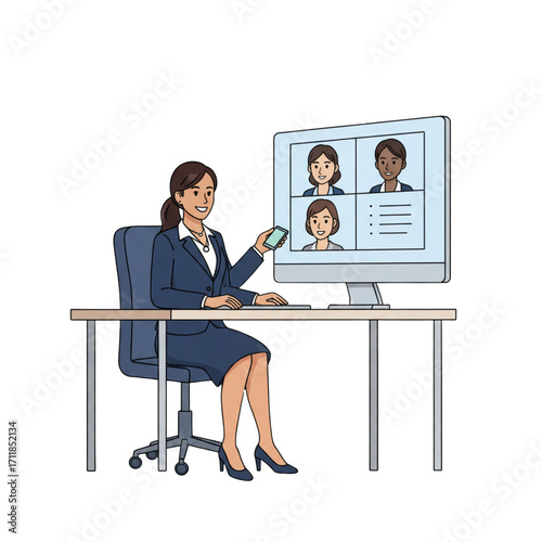 Business woman in a virtual meeting