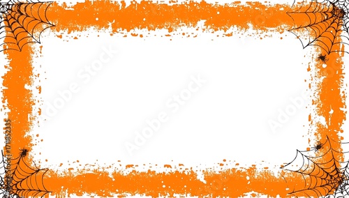 Halloween Orange Spiderweb Border