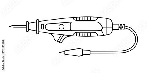 Automotive Electrical Tester Tool Line Drawing: Diagnostic Instrument for Vehicle Repair.