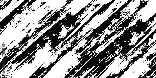 Abstract black and white diagonal strokes texture for grunge or rough surface effects isolated on white background