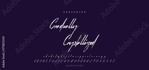 Hand drawn calligraphic vector font. Distress grunge texture. Modern script calligraphy type. ABC typography latin alphabet.