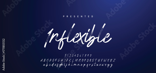 Hand drawn calligraphic vector font. Distress grunge texture. Modern script calligraphy type. ABC typography latin alphabet.